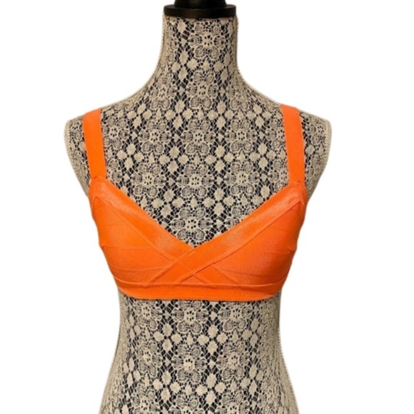 H&M Women's Bandage Bikini Top in Neon Orange│Size US 6 - Picture 9 of 14